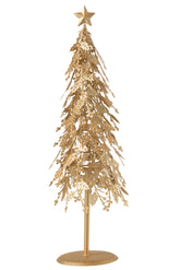 Kerstboom Op Voet Blaadjes Metaal Goud Large